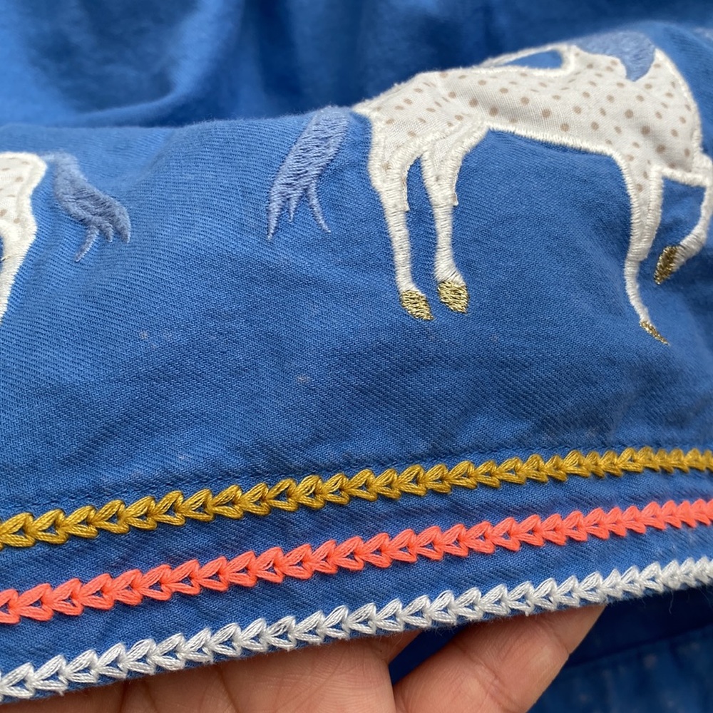Mini Boden | Blue Unicorn Applique Skirt - Picture 13 of 16